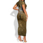 Queen Nzinga Short Sleeve Bodycon Dress Cowrie Crown Silhouette Royal Power - African Pride