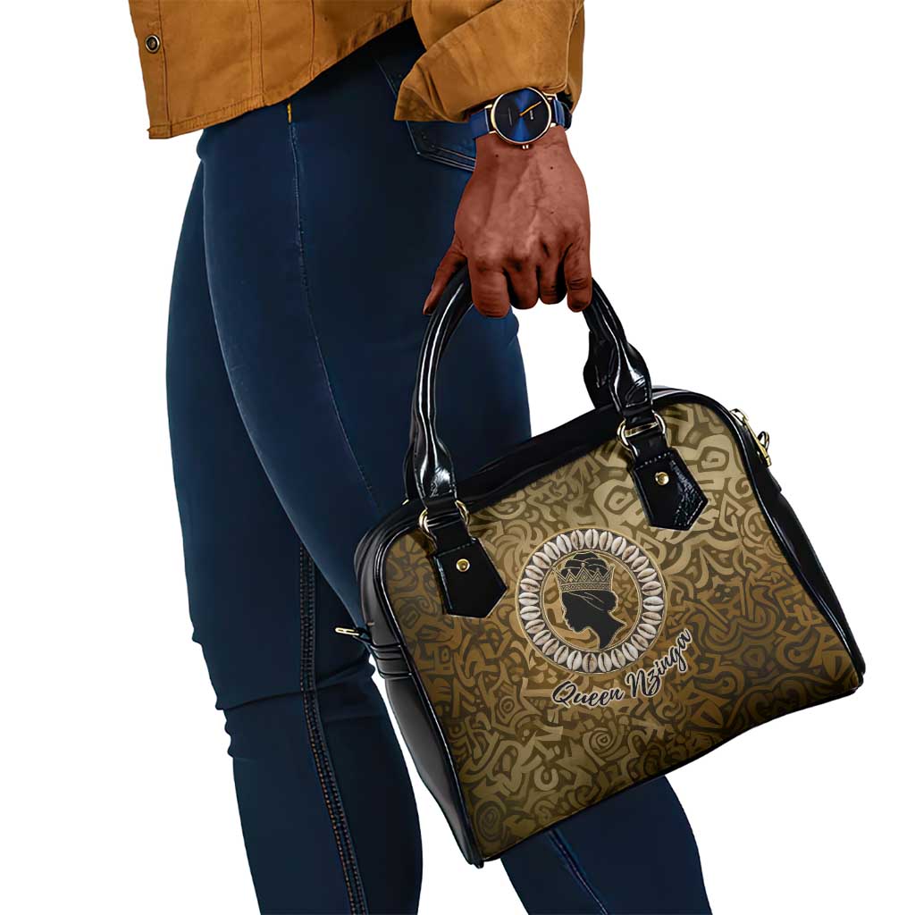 Queen Nzinga Shoulder Handbag Cowrie Crown Silhouette Royal Power - African Pride