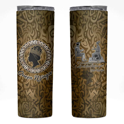 Queen Nzinga Skinny Tumbler Cowrie Crown Silhouette Royal Power - African Pride