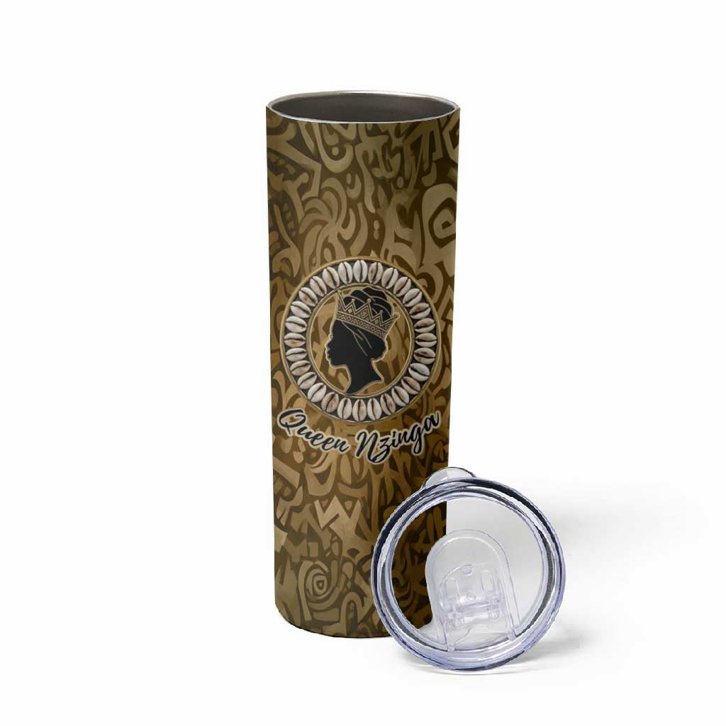 Queen Nzinga Skinny Tumbler Cowrie Crown Silhouette Royal Power - African Pride