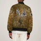 Queen Nzinga Sleeve Zip Bomber Jacket Cowrie Crown Silhouette Royal Power - African Pride