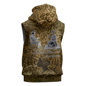 Queen Nzinga Sleeveless Zip Hoodie Cowrie Crown Silhouette Royal Power - African Pride