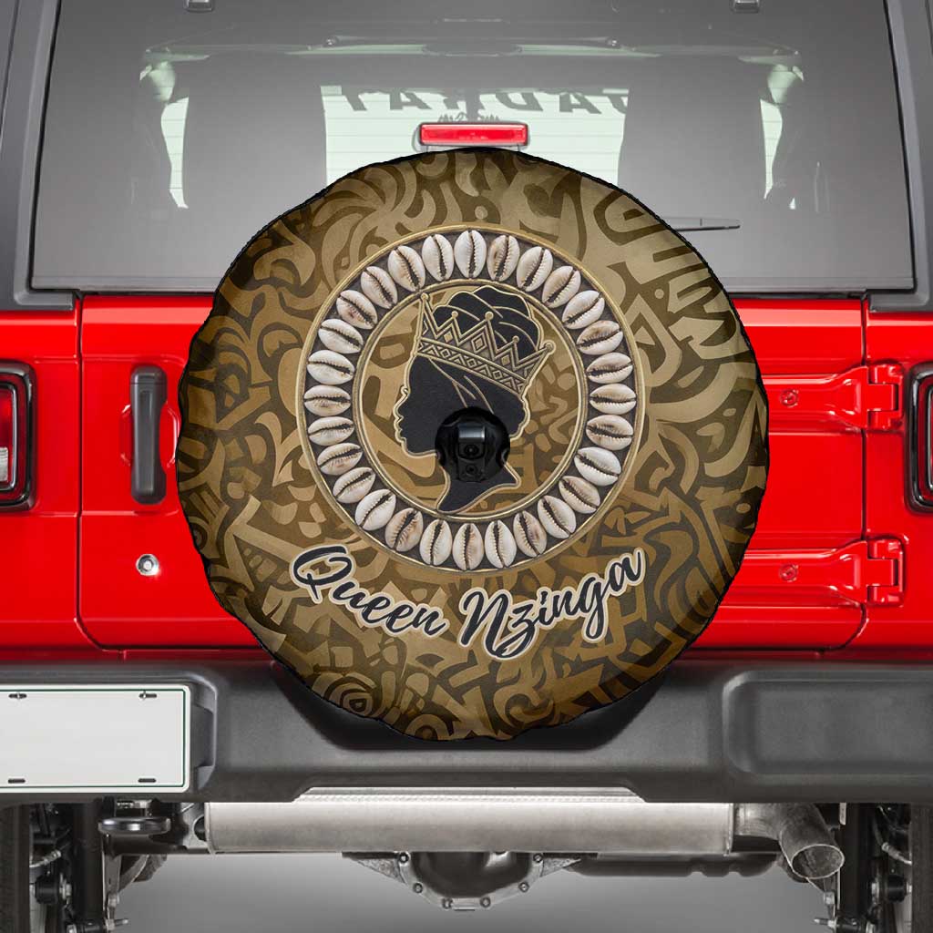 Queen Nzinga Spare Tire Cover Cowrie Crown Silhouette Royal Power - African Pride