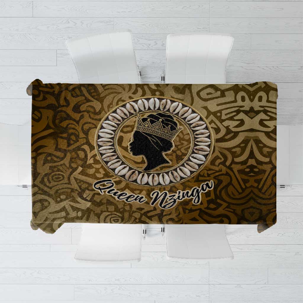 Queen Nzinga Tablecloth Cowrie Crown Silhouette Royal Power - African Pride