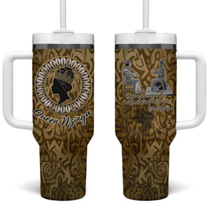 Queen Nzinga Tumbler With Handle Cowrie Crown Silhouette Royal Power - African Pride