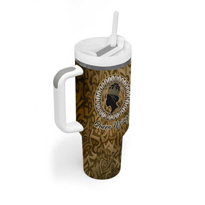 Queen Nzinga Tumbler With Handle Cowrie Crown Silhouette Royal Power - African Pride