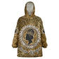 Queen Nzinga Wearable Blanket Hoodie Cowrie Crown Silhouette Royal Power - African Pride