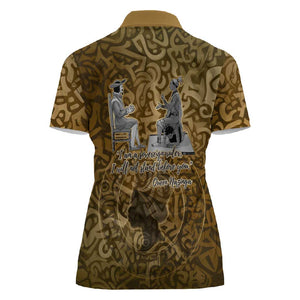 Queen Nzinga Women Polo Shirt Cowrie Crown Silhouette Royal Power - African Pride