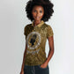 Queen Nzinga Women Polo Shirt Cowrie Crown Silhouette Royal Power - African Pride