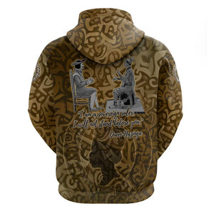 Queen Nzinga Zip Hoodie Cowrie Crown Silhouette Royal Power - African Pride