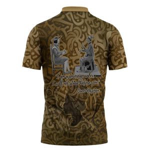 Queen Nzinga Zipper Polo Shirt Cowrie Crown Silhouette Royal Power - African Pride