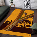 South Africa Flag Area Rug Tribal Africa Heritage - Wildlife Silhouettes in Earthy