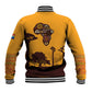 South Africa Flag Baseball Jacket Tribal Africa Heritage - Wildlife Silhouettes in Earthy