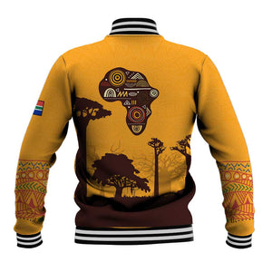 South Africa Flag Baseball Jacket Tribal Africa Heritage - Wildlife Silhouettes in Earthy