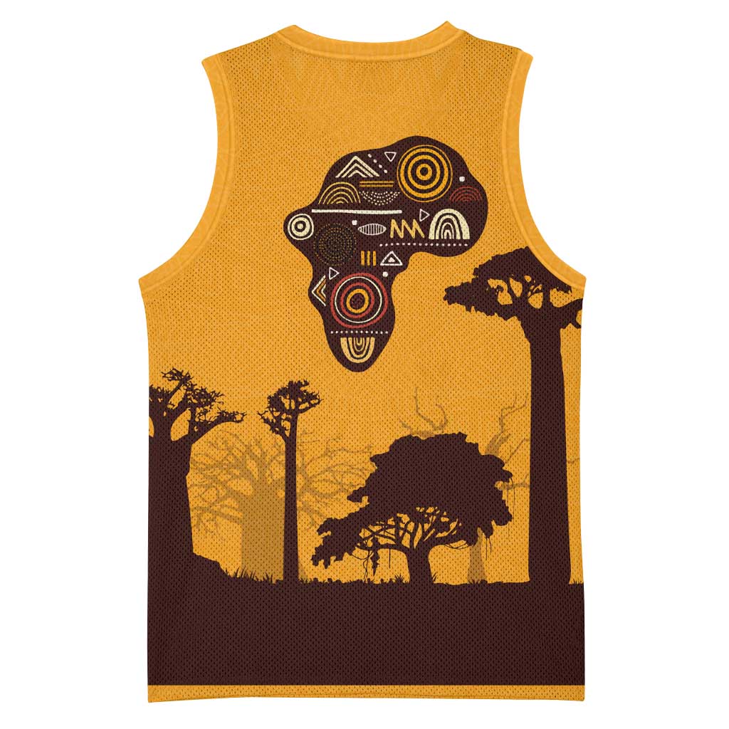 South Africa Flag Basketball Jersey Tribal Africa Heritage - Wildlife Silhouettes in Earthy - African Pride