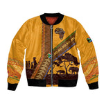 South Africa Flag Bomber Jacket Tribal Africa Heritage - Wildlife Silhouettes in Earthy