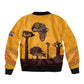 South Africa Flag Bomber Jacket Tribal Africa Heritage - Wildlife Silhouettes in Earthy