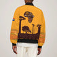 South Africa Flag Bomber Jacket Tribal Africa Heritage - Wildlife Silhouettes in Earthy