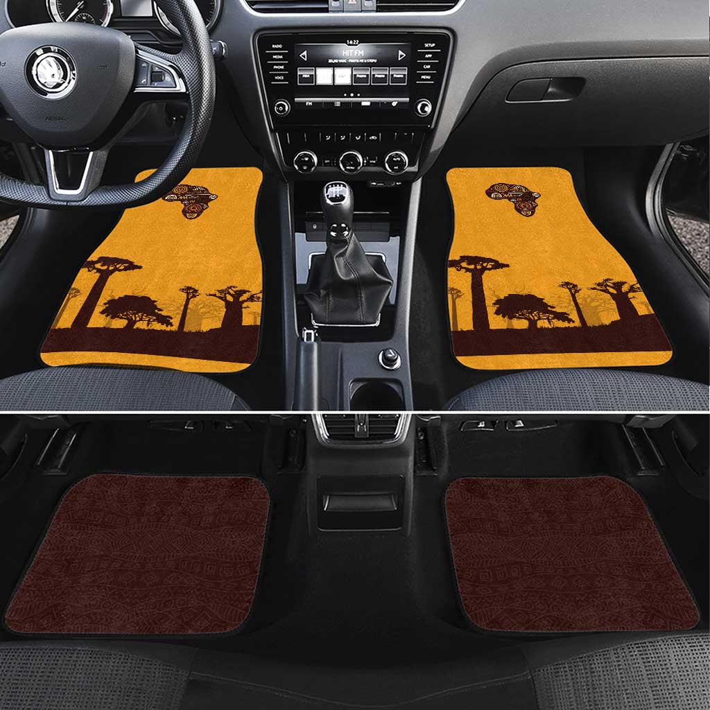 South Africa Flag Car Mats Tribal Africa Heritage - Wildlife Silhouettes in Earthy