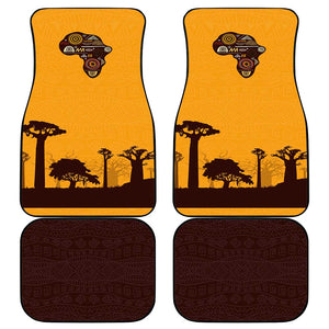 South Africa Flag Car Mats Tribal Africa Heritage - Wildlife Silhouettes in Earthy