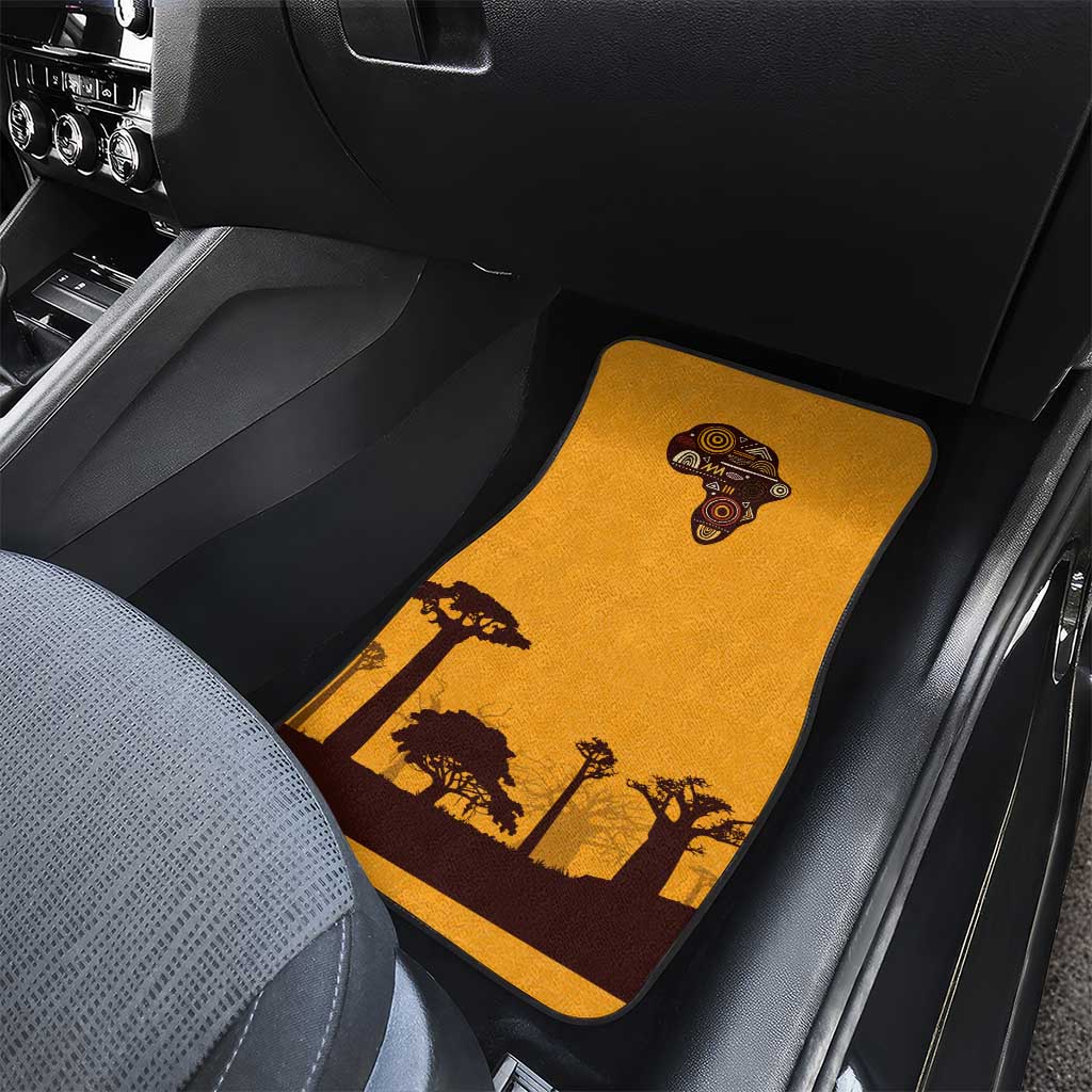 South Africa Flag Car Mats Tribal Africa Heritage - Wildlife Silhouettes in Earthy