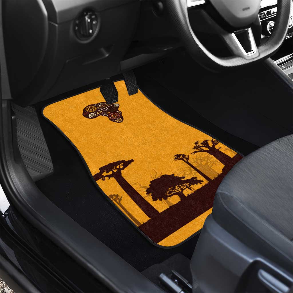 South Africa Flag Car Mats Tribal Africa Heritage - Wildlife Silhouettes in Earthy