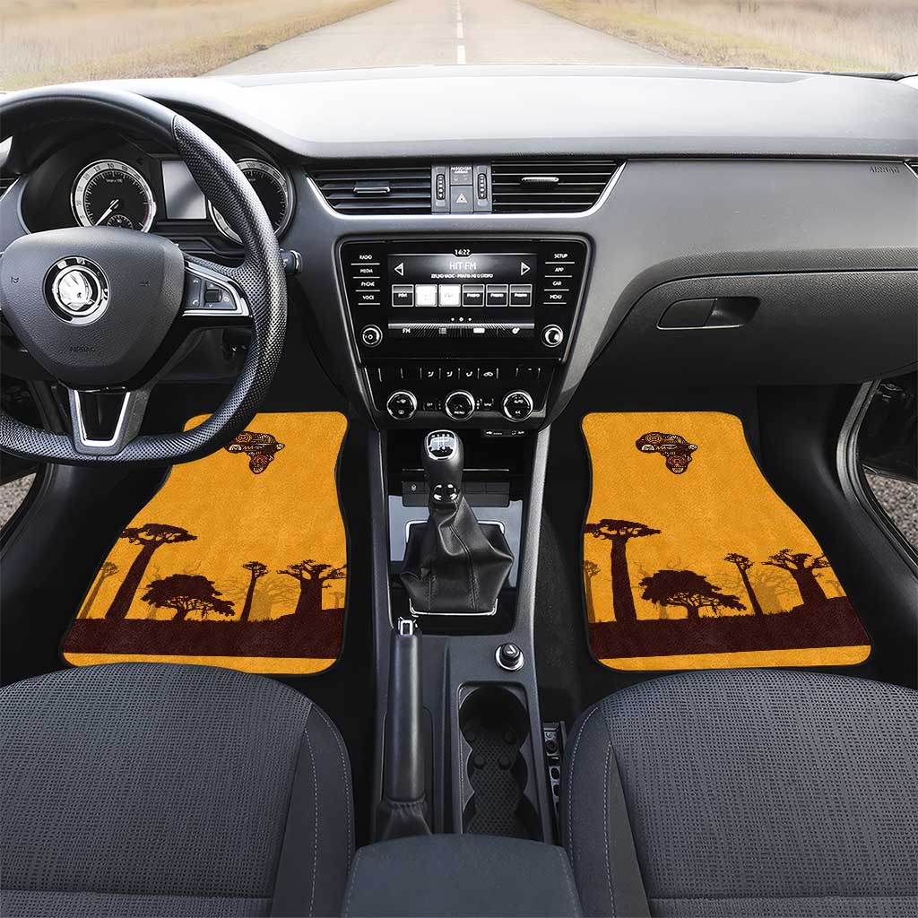South Africa Flag Car Mats Tribal Africa Heritage - Wildlife Silhouettes in Earthy