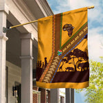 South Africa Flag Garden Flag Tribal Africa Heritage - Wildlife Silhouettes in Earthy