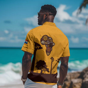 South Africa Flag Hawaiian Shirt Tribal Africa Heritage - Wildlife Silhouettes in Earthy