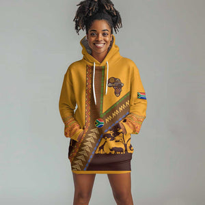 South Africa Flag Hoodie Dress Tribal Africa Heritage - Wildlife Silhouettes in Earthy