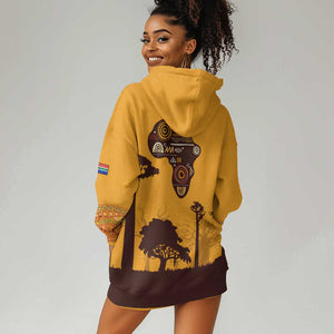 South Africa Flag Hoodie Dress Tribal Africa Heritage - Wildlife Silhouettes in Earthy