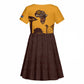 South Africa Flag Kid Short Sleeve Dress Tribal Africa Heritage - Wildlife Silhouettes in Earthy