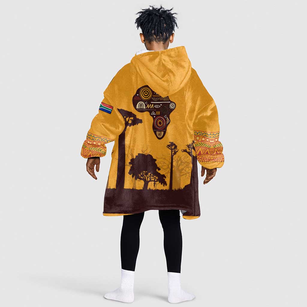 South Africa Flag Kid Wearable Blanket Hoodie Tribal Africa Heritage - Wildlife Silhouettes in Earthy