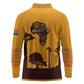 South Africa Flag Long Sleeve Polo Shirt Tribal Africa Heritage - Wildlife Silhouettes in Earthy