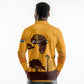 South Africa Flag Long Sleeve Polo Shirt Tribal Africa Heritage - Wildlife Silhouettes in Earthy