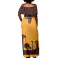 South Africa Flag Off Shoulder Maxi Dress Tribal Africa Heritage - Wildlife Silhouettes in Earthy