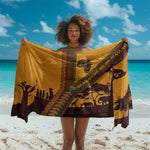 South Africa Flag Sarong Tribal Africa Heritage - Wildlife Silhouettes in Earthy