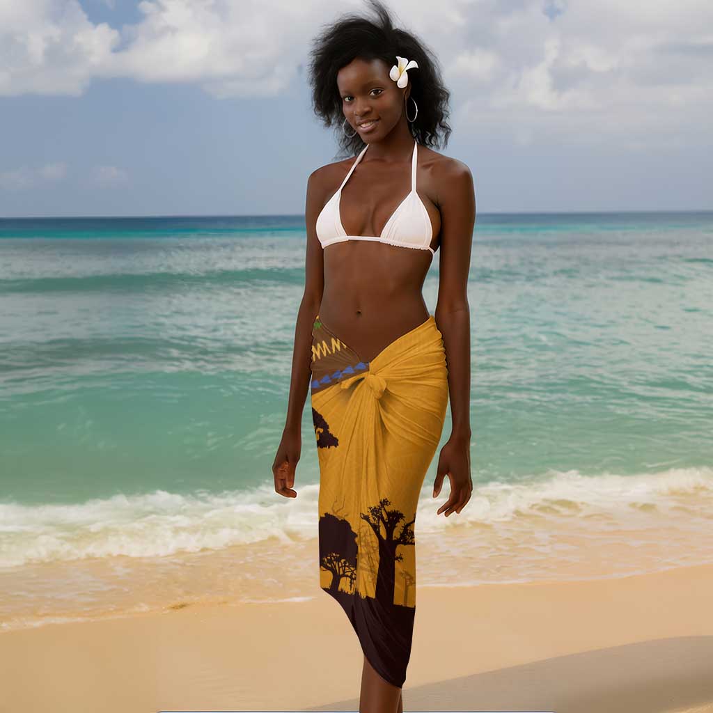 South Africa Flag Sarong Tribal Africa Heritage - Wildlife Silhouettes in Earthy