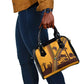South Africa Flag Shoulder Handbag Tribal Africa Heritage - Wildlife Silhouettes in Earthy