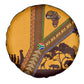 South Africa Flag Spare Tire Cover Tribal Africa Heritage - Wildlife Silhouettes in Earthy