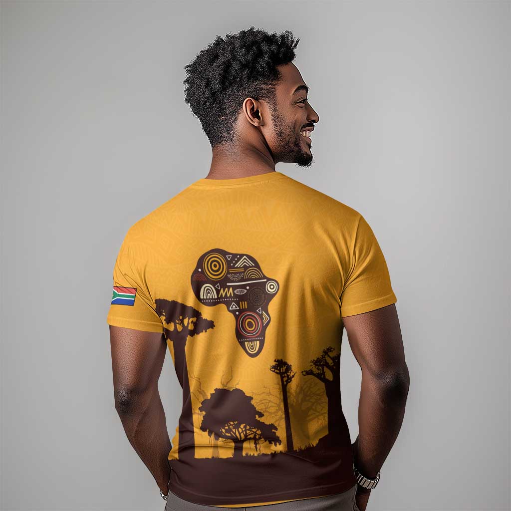 South Africa Flag T shirt Tribal Africa Heritage - Wildlife Silhouettes in Earthy