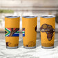 South Africa Flag Tumbler Cup Tribal Africa Heritage - Wildlife Silhouettes in Earthy