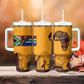 South Africa Flag Tumbler With Handle Tribal Africa Heritage - Wildlife Silhouettes in Earthy
