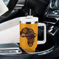 South Africa Flag Tumbler With Handle Tribal Africa Heritage - Wildlife Silhouettes in Earthy