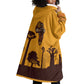 South Africa Flag Wearable Blanket Hoodie Tribal Africa Heritage - Wildlife Silhouettes in Earthy