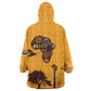 South Africa Flag Wearable Blanket Hoodie Tribal Africa Heritage - Wildlife Silhouettes in Earthy
