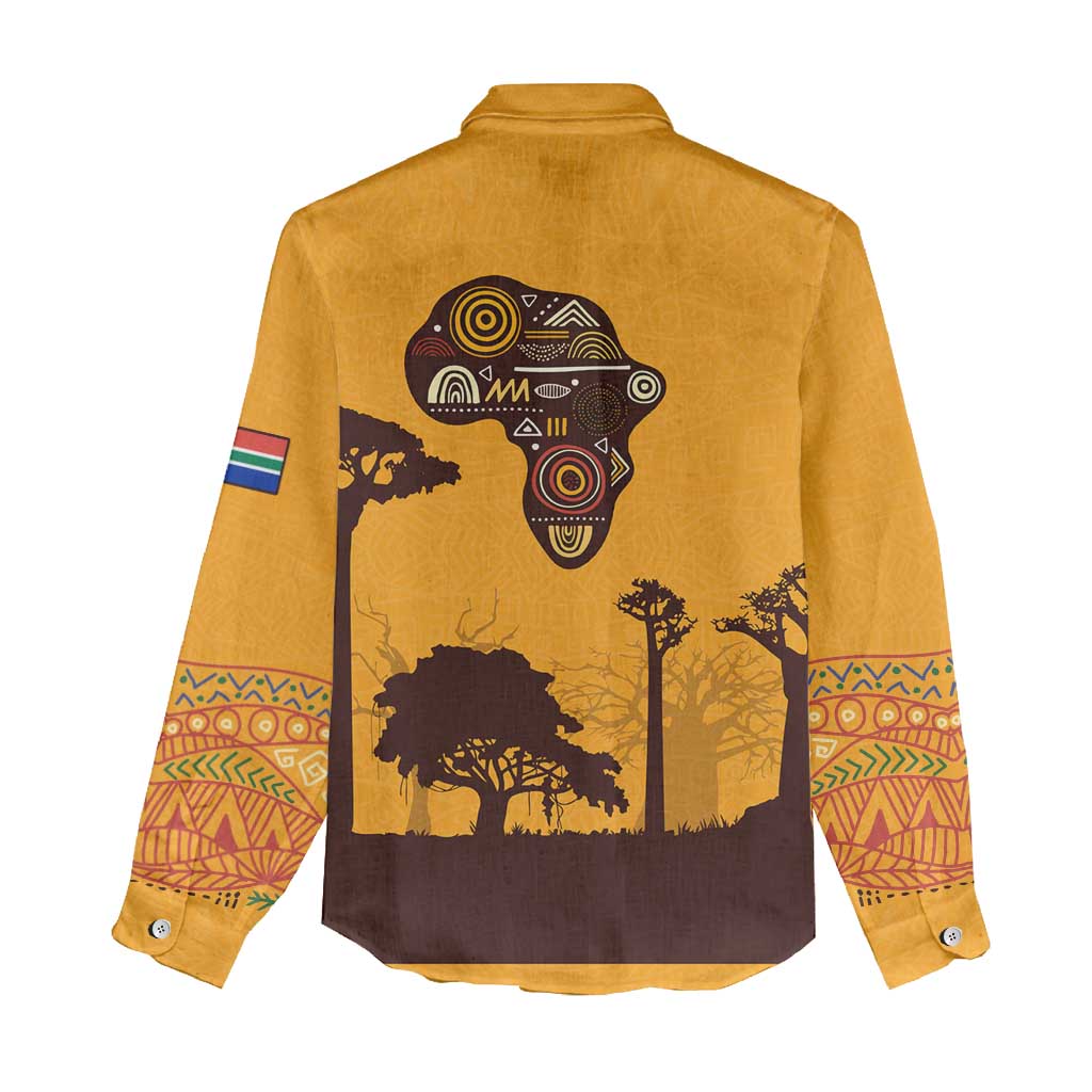 South Africa Flag Women Casual Shirt Tribal Africa Heritage - Wildlife Silhouettes in Earthy