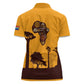 South Africa Flag Women Polo Shirt Tribal Africa Heritage - Wildlife Silhouettes in Earthy