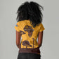 South Africa Flag Women V-Neck T-Shirt Tribal Africa Heritage - Wildlife Silhouettes in Earthy