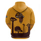 South Africa Flag Zip Hoodie Tribal Africa Heritage - Wildlife Silhouettes in Earthy